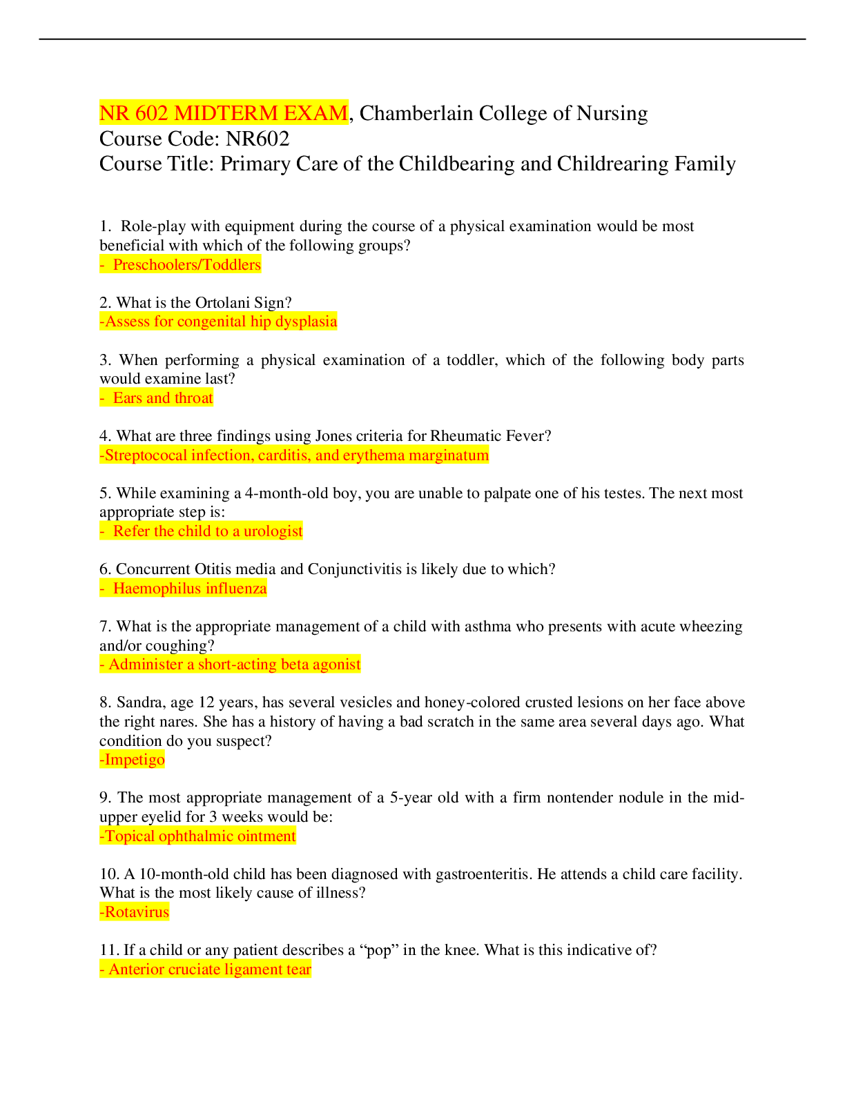 Preview image for NR 602 MIDTERM EXAM 2022